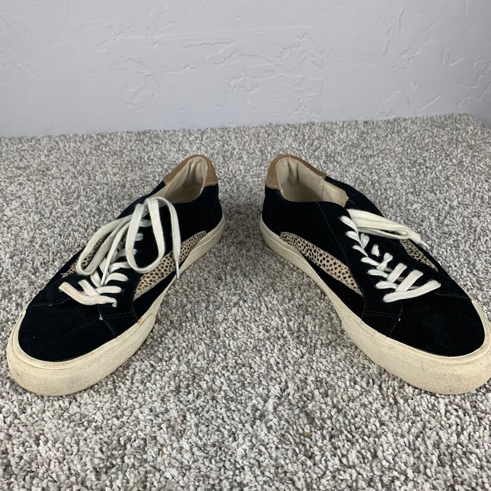 Madewell Sidewalk Sneakers Womens Size 9 Black Suede Calf Hair Trim Retro